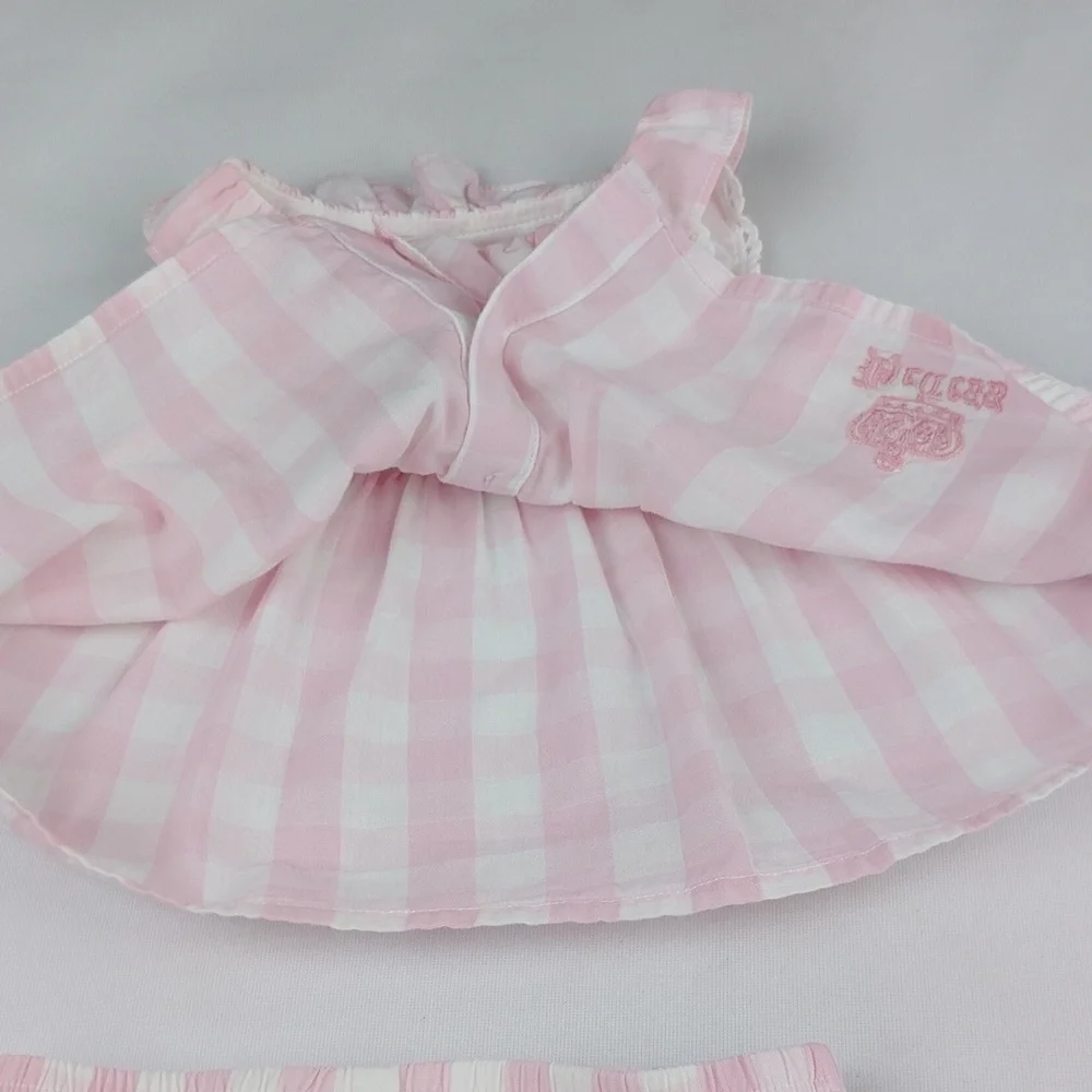 Juicy Couture Light Pink Gingham Ruffled Dress And Pants Set.